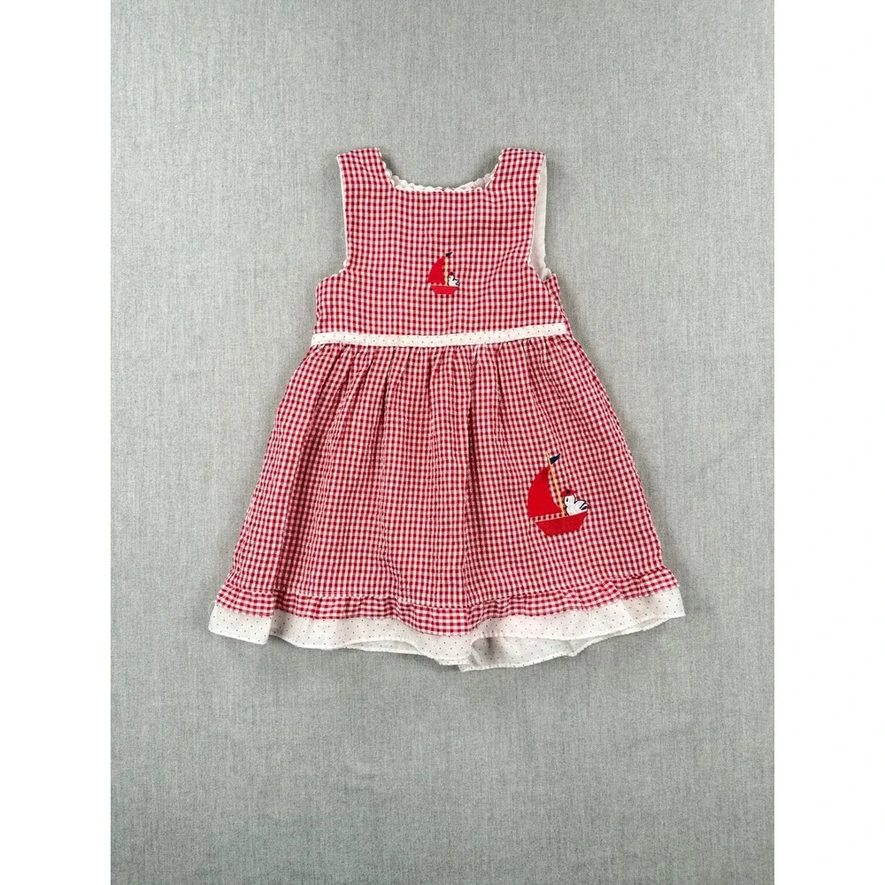 Sweetie Pie‎ Girls Red Gingham Sailboat Nautical Dress 4T